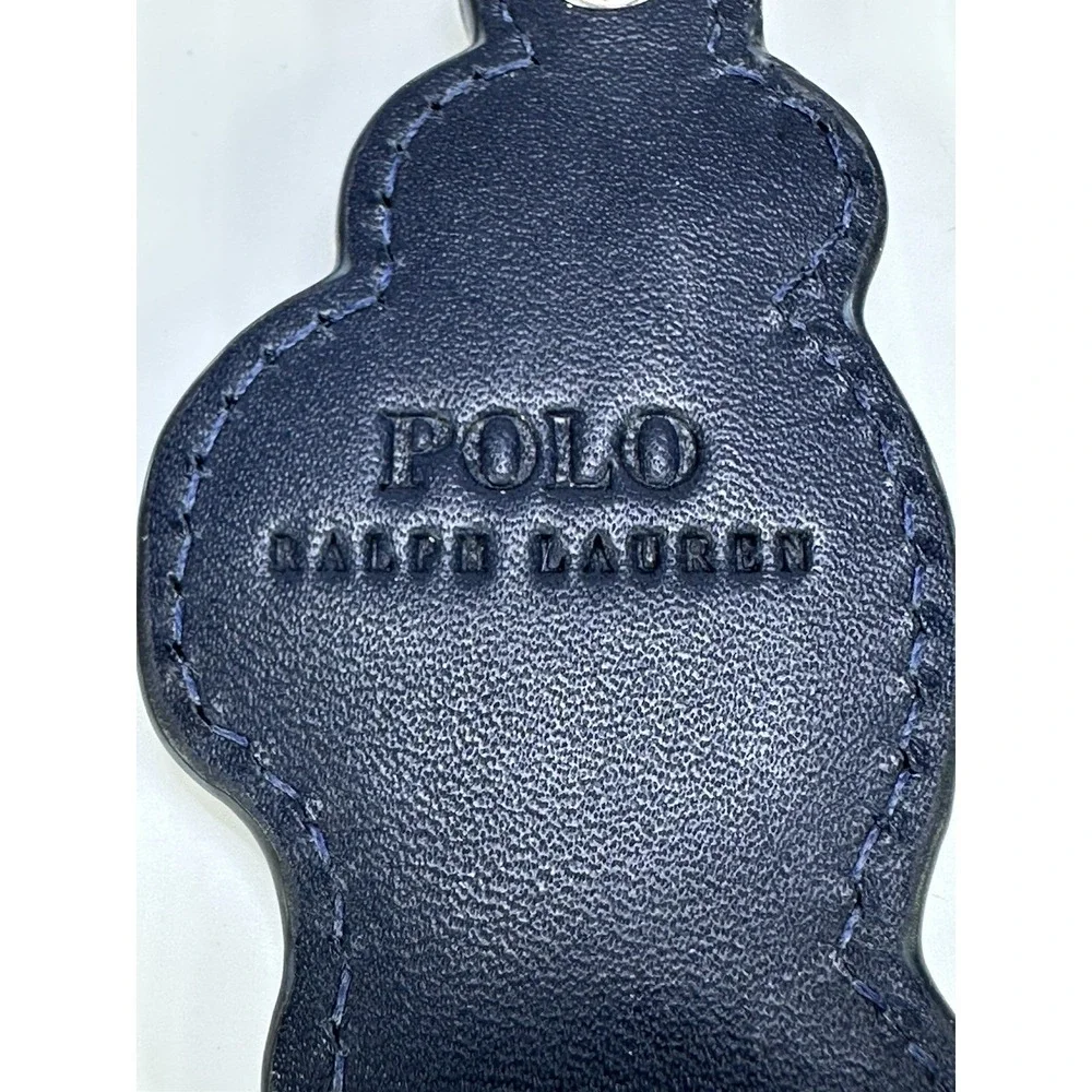Polo Ralph Lauren BASKETBALL BEAR LEATHER Key Ring Keychain NAVY BLUE
